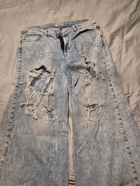 Litz By Uniq Flared Wide Leg Distressed Jeans